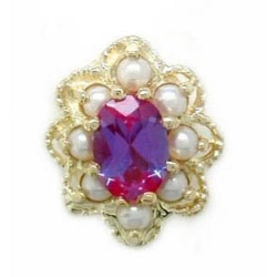 A1605 14K CREATED ALEXANDRITE / PEARL SLIDE 
